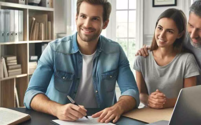 Photo d'un comptable CPA qui règle le dossier de la succession pour ses clients avec la famille du défunt